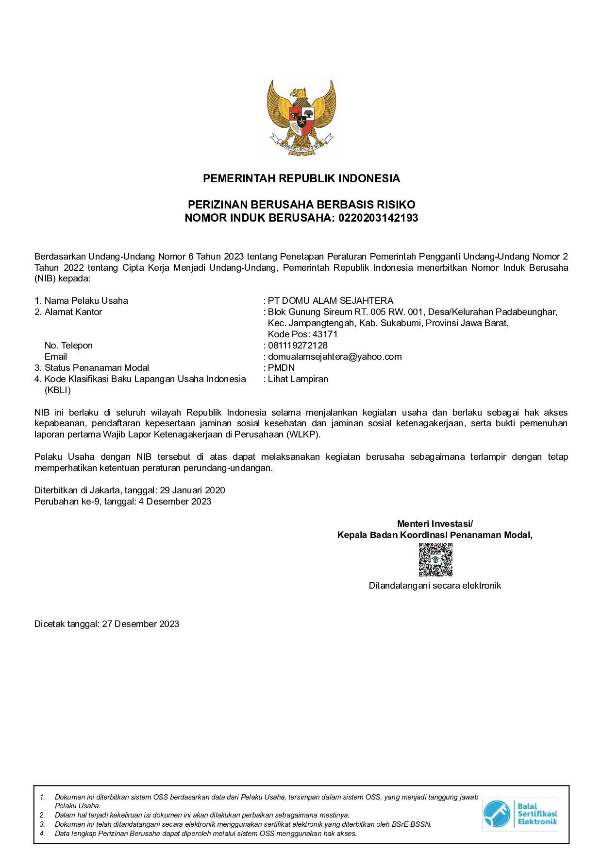NIB Pengelolaan Limbah